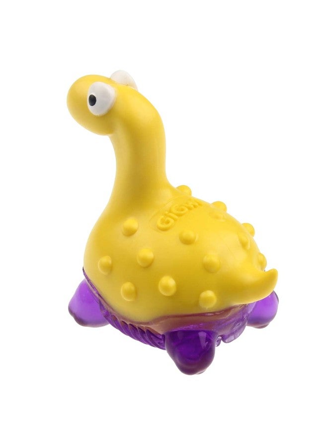 جيجوي لعبة GiGwi Suppa Puppa Dino للجراء والكلاب الصغيرة، لعبة متينة وغير سامة للكلاب مع صفارة، نسيج خاص يقلل من تراكم البلاك والجير، مناسبة للعب والمضغ والتسنين، لون أصفر، مقاس صغير جدًا - Image 2